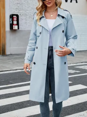 Womens Classic DoubleBreasted Trench Coat with Belt