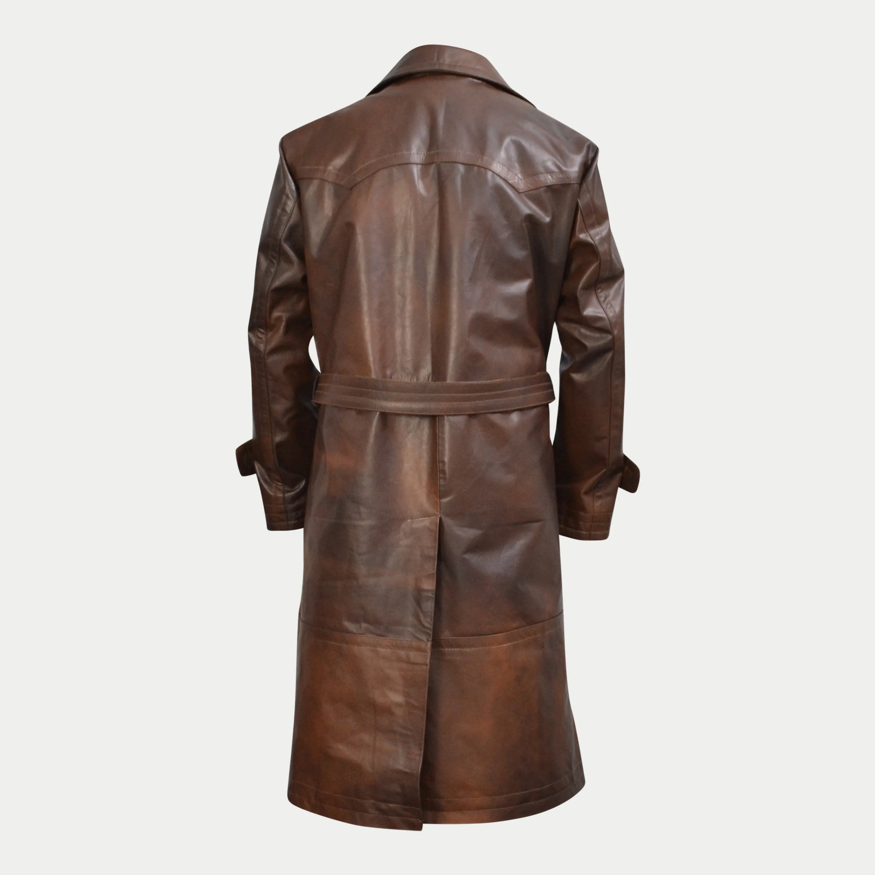 World War 1 R.F.C. Genuine Leather Flying Trench Belted Waxed Coat