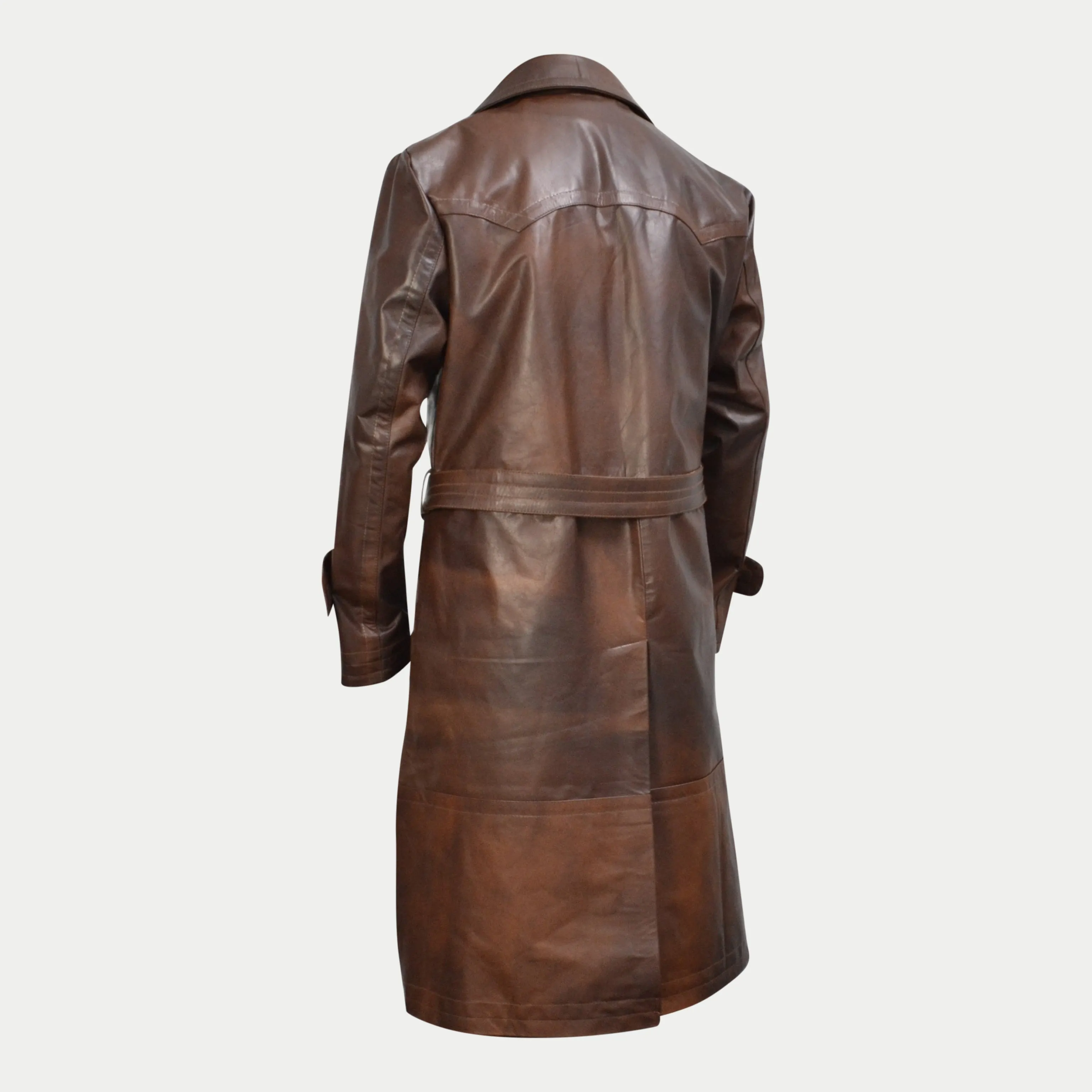 World War 1 R.F.C. Genuine Leather Flying Trench Belted Waxed Coat