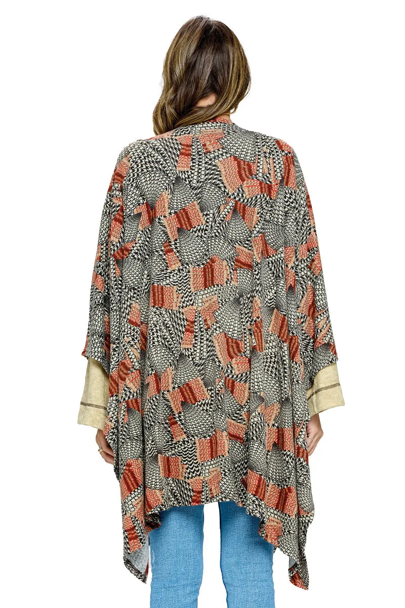 Wrap Abstract Print Loose Fit