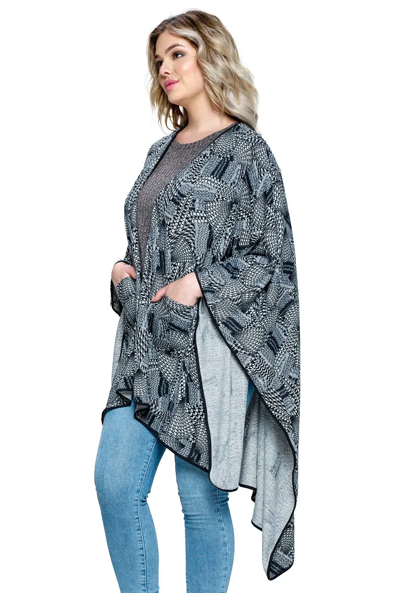 Wrap Abstract Print Loose Fit