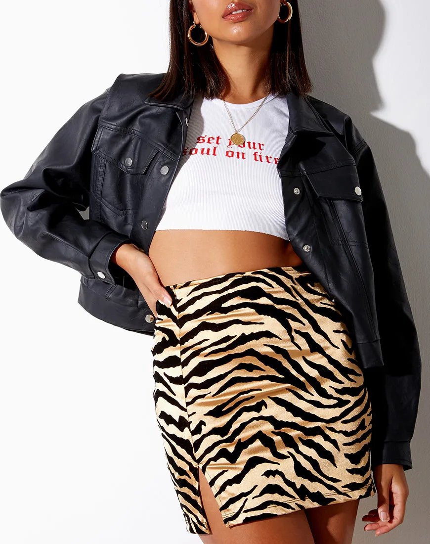 Zigi Mini Skirt in Tiger Gold